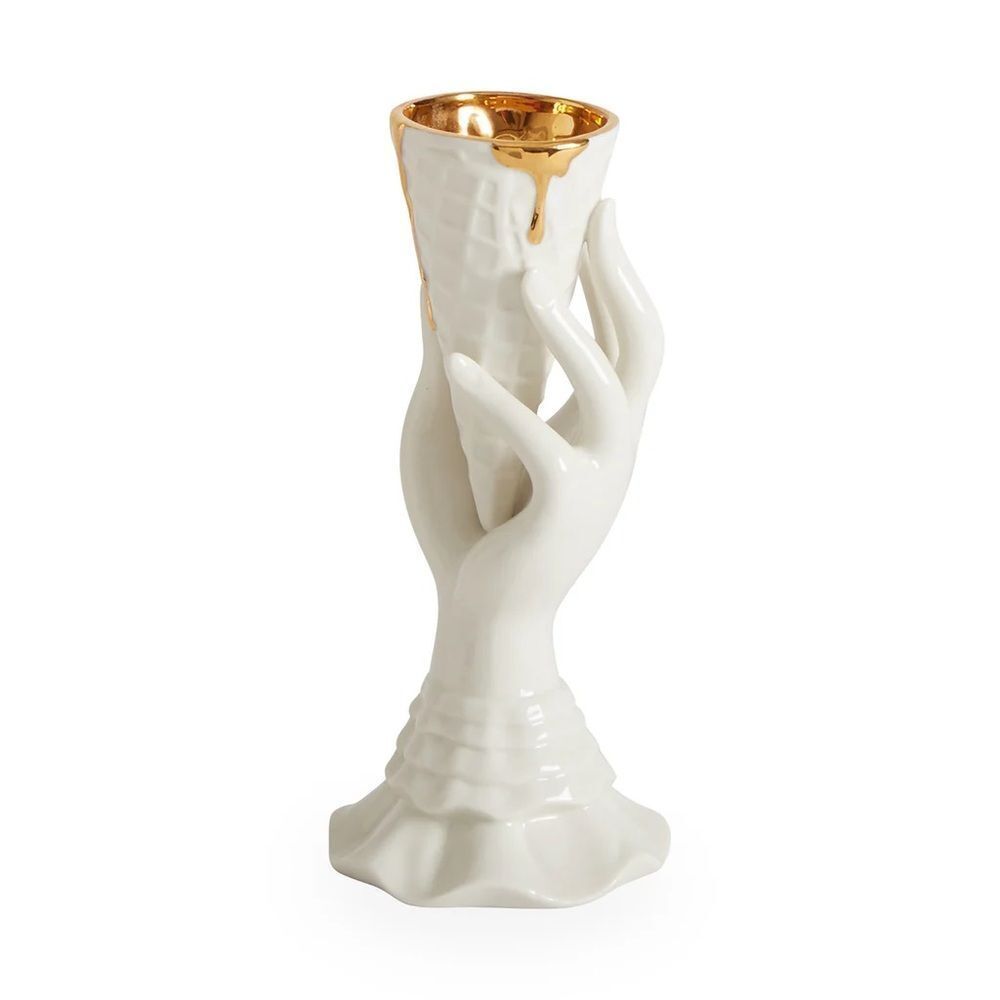 JONATHAN ADLER I-Scream Bud Vase with Real Gold. Like New. Pristine.